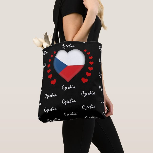 Czech Flag & Heart, Czechia Flag fashion /sport Tote Bag (Close Up)