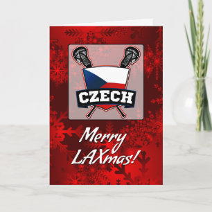 Czech Flag Lacrosse Shield Christmas Card