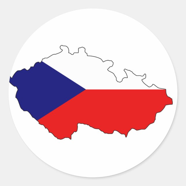 Czech flag map classic round sticker (Front)
