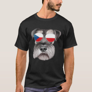 Czech Flag Miniature Schnauzer Dog Czech Republic T-Shirt