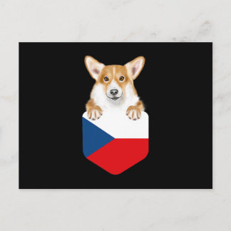 Czech Flag Pembroke Welsh Corgi Dog In Pocket Postcard