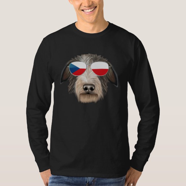 Czech Flag Scottish Deerhound Dog Czech Republic P T-Shirt (Front)