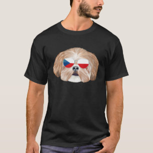 Czech Flag Shih Tzu Dog Czech Republic Pocket T-Shirt