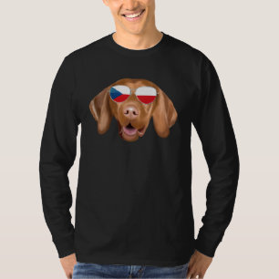 Czech Flag Vizsla Dog Czech Republic Pocket T-Shirt