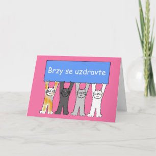 Czech Get Well Soon, Cartoon Cats. Card