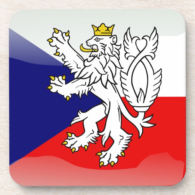 Czech glossy flag coaster (Front)