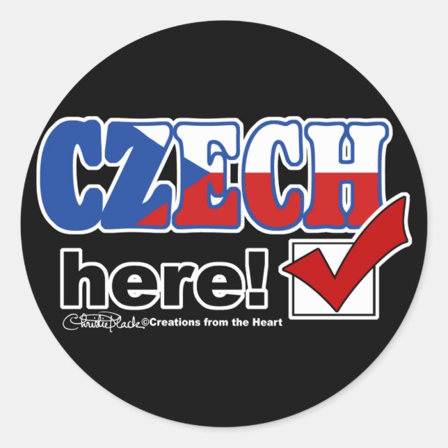 Czech Here (Dark) Classic Round Sticker (Front)