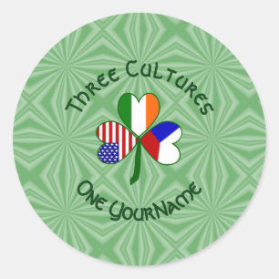 Czech Ireland USA Shamrock Flag Personalised Classic Round Sticker
