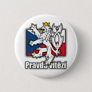 Czech Lion Coat of Arms Flag 6 Cm Round Badge