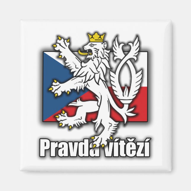 Czech Lion Coat of Arms Flag Magnet (Front)