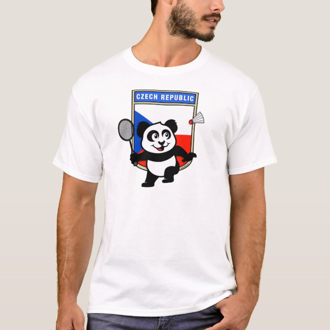 Czech Republic Badminton Panda T-Shirt (Front)