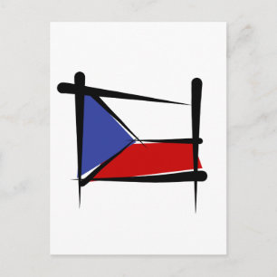 Czech Republic Brush Flag Postcard