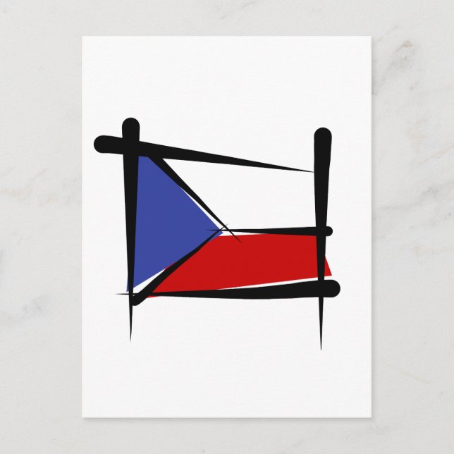 Czech Republic Brush Flag Postcard (Front)