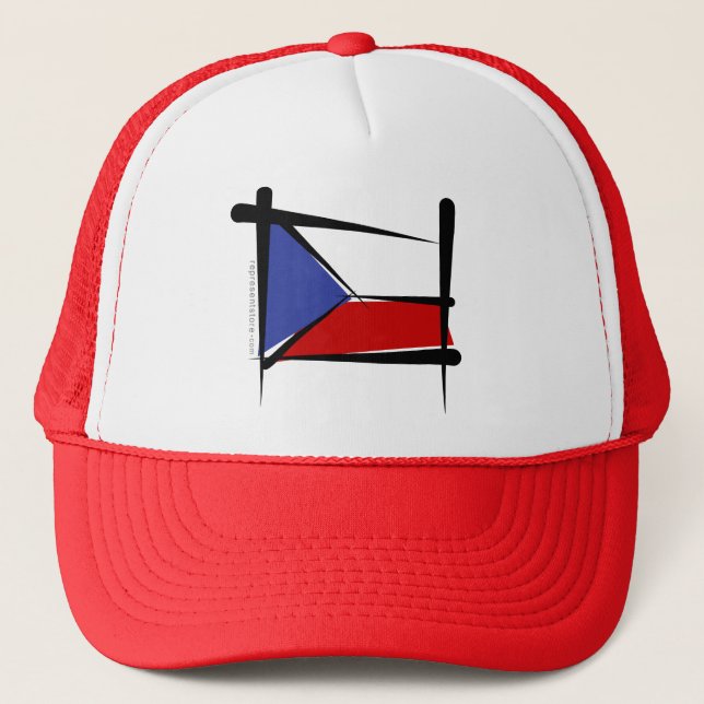 Czech Republic Brush Flag Trucker Hat (Front)