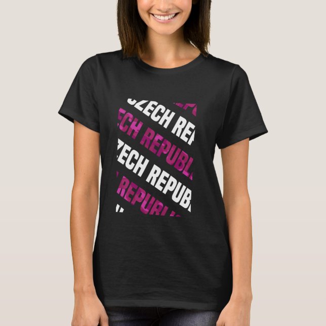 Czech Republic Camo Pattern Pink Camouflage T-Shirt (Front)