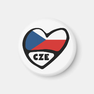 Czech Republic Country Code Flag Heart, CZE Magnet