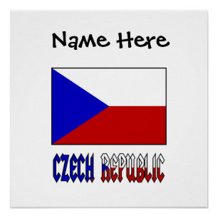 Czech Republic Czech Flag Black Personalisation  Poster