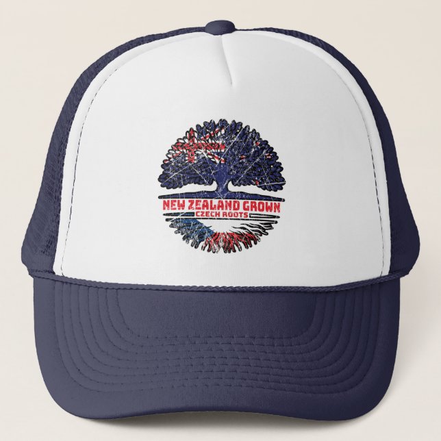 Czech Republic Czech New Zealander New Zealand Trucker Hat (Front)