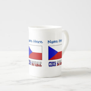Czech Republic Czechia Flag Blue Personalisation Bone China Mug