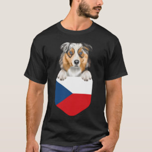 Czech Republic Flag Australian Shepherd Dog In Poc T-Shirt