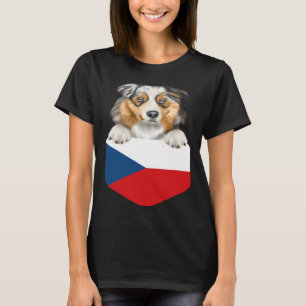 Czech Republic Flag Australian Shepherd Dog In Poc T-Shirt
