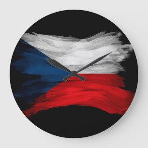 Czech Republic flag brush stroke, national flag Large Clock