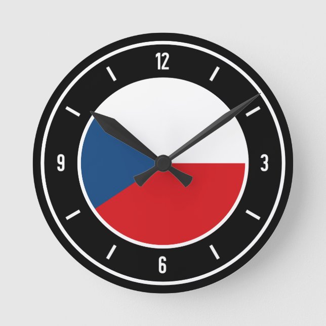 Czech Republic Flag Elegant Round Clock (Front)