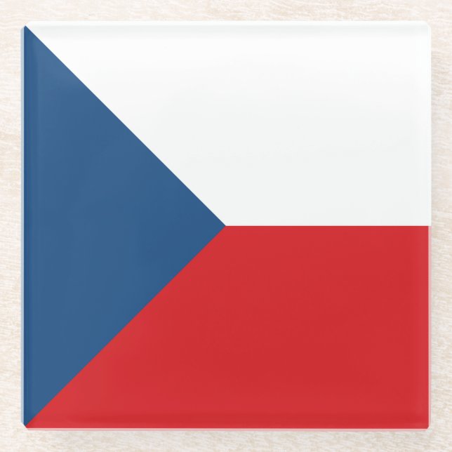 Czech Republic Flag Glass Coaster (Front)