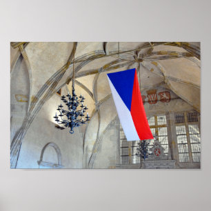 Czech Republic Flag in Prague Castle Poster
