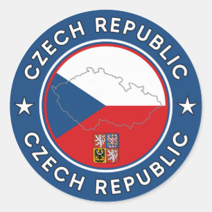 Czech Republic Flag, Map & Emblem Classic Round Sticker