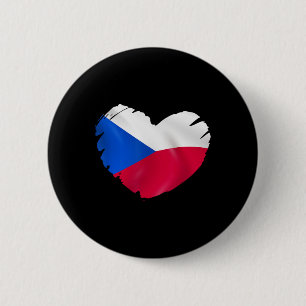 Czech Republic Flag On Shape Of Heart Czech Republ 6 Cm Round Badge