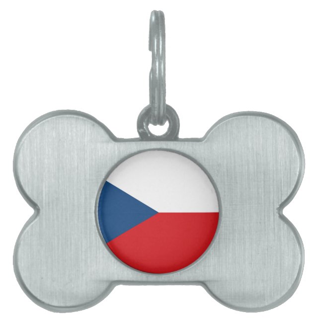 Czech Republic Flag Pet Name Tag (Front)