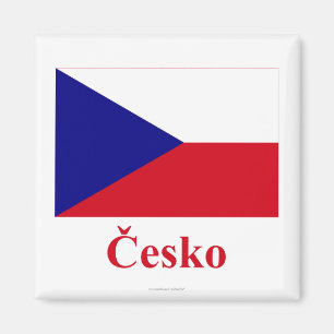 Czech Republic Flag with Name in Czech Magnet