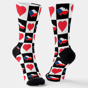 Czech Republic Heart Pattern Czechia National Flag Socks