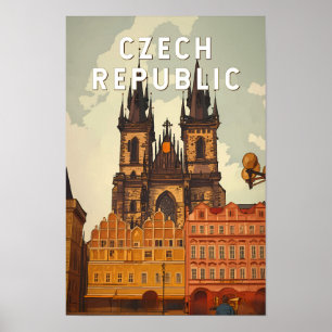 Czech Republic Illustration Travel Art Vintage Poster