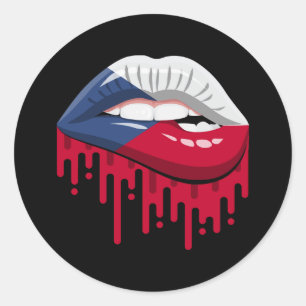 czech republic lips pride root flag classic round sticker
