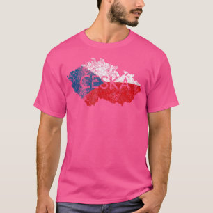 Czech Republic Map And Flag Souvenir - Distressed  T-Shirt