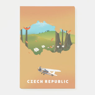 Czech republic map Illustrated print poster. Post-it Notes
