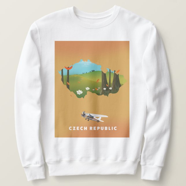 Czech republic map Illustrated print poster. Sweatshirt (Design Front)
