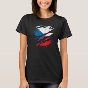 Czech Republic National Flag Scratches Cracks T-Shirt