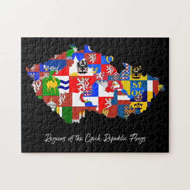 Czech Republic Regions Flags Map, Educational Jigsaw Puzzle (Horizontal)