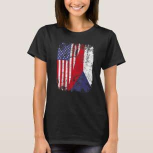 CZECH REPUBLIC ROOTS Half American Flag CZECH T-Shirt