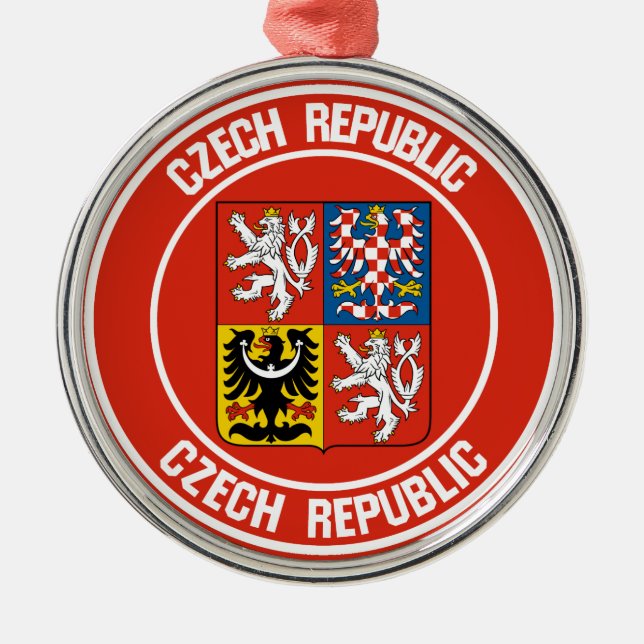 Czech Republic Round Emblem Metal Tree Decoration (Front)