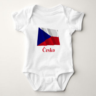 Czech Republic Waving Flag with Name in Czech Baby Bodysuit