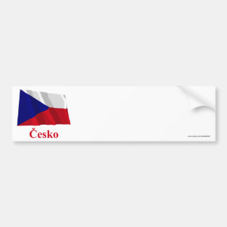 Czech Republic Waving Flag with Name in Czech Bumper Sticker