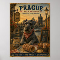 Czech Terrier in Prague Vintage Travel Poster