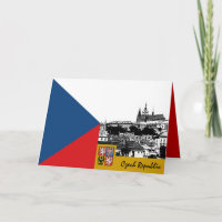 Czechia Card, Prague & Czech Flag /patriotic