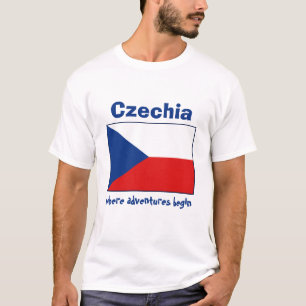Czechia Flag + Map + Text T-Shirt