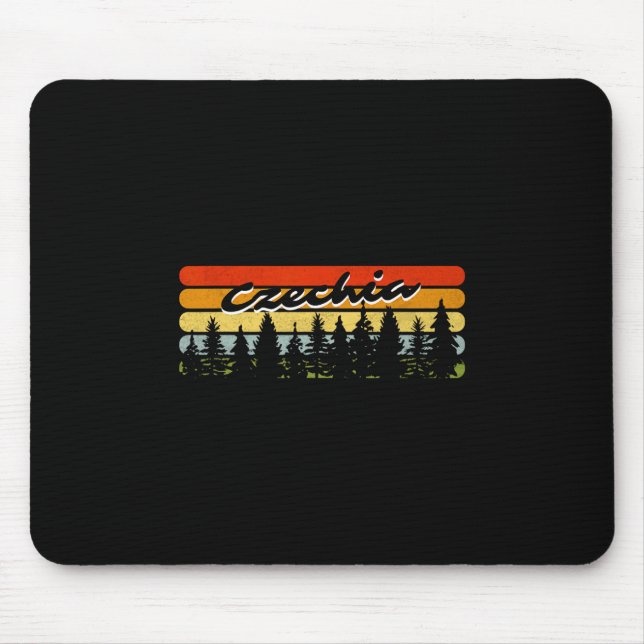Czechia Forest Sunset Trees Cabin Vacation Souveni Mouse Pad (Front)