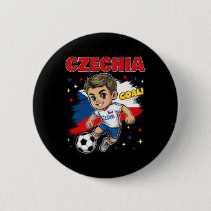 Czechia Kid Goal Cartoon Czech Republic Flag For B 6 Cm Round Badge